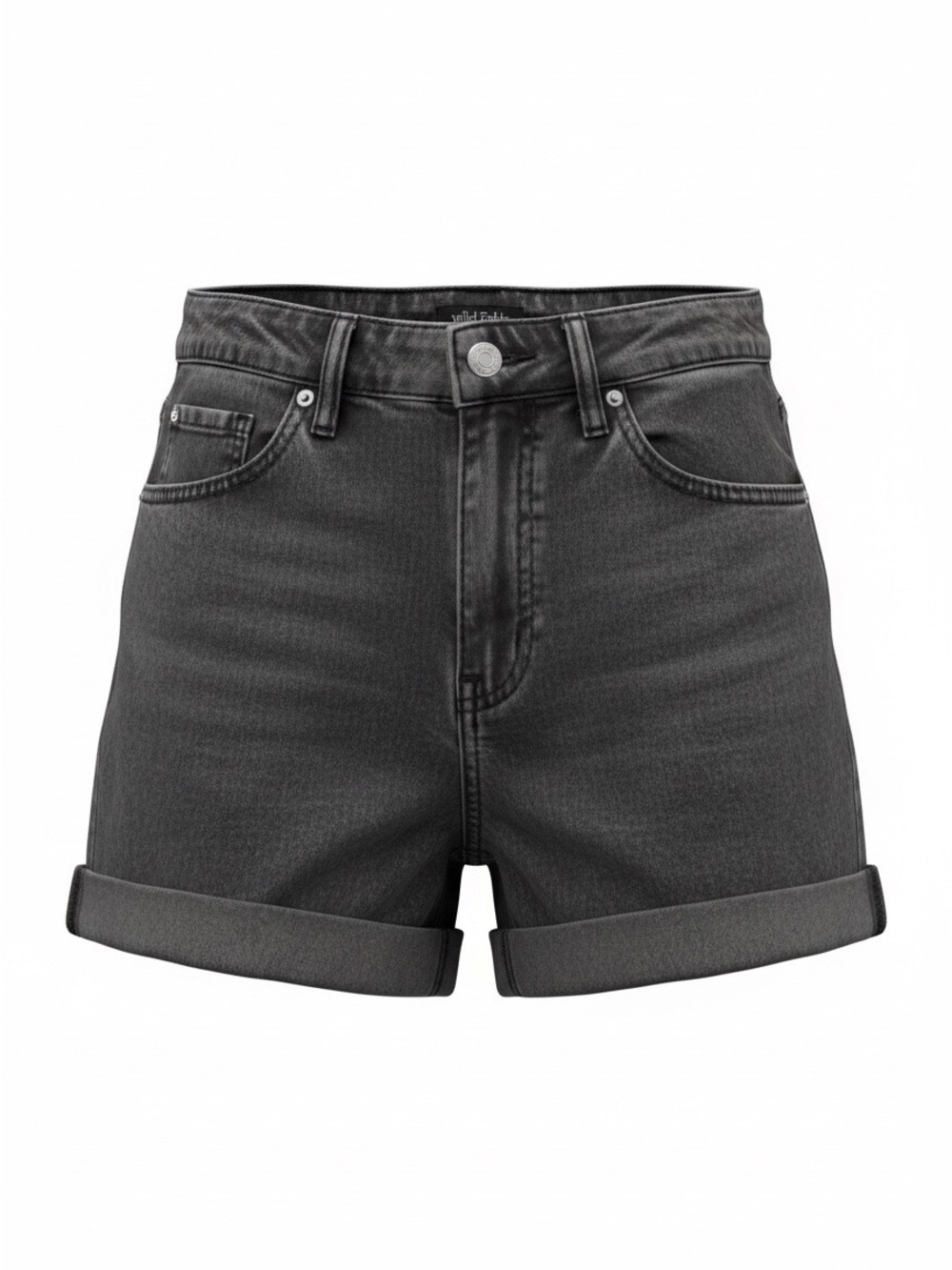 wild fable Black Rolled-Hem High-Rise Denim Shorts